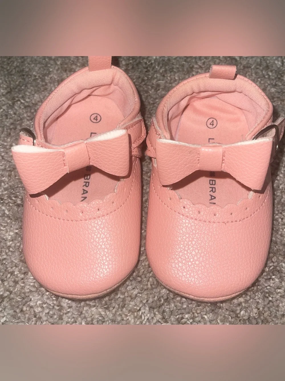 Lucky Brand blush Mary Jane crib shoe 4 bow soft